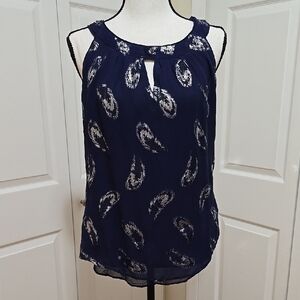 White House Black Market Silk Cut Out Tank Top Lined M